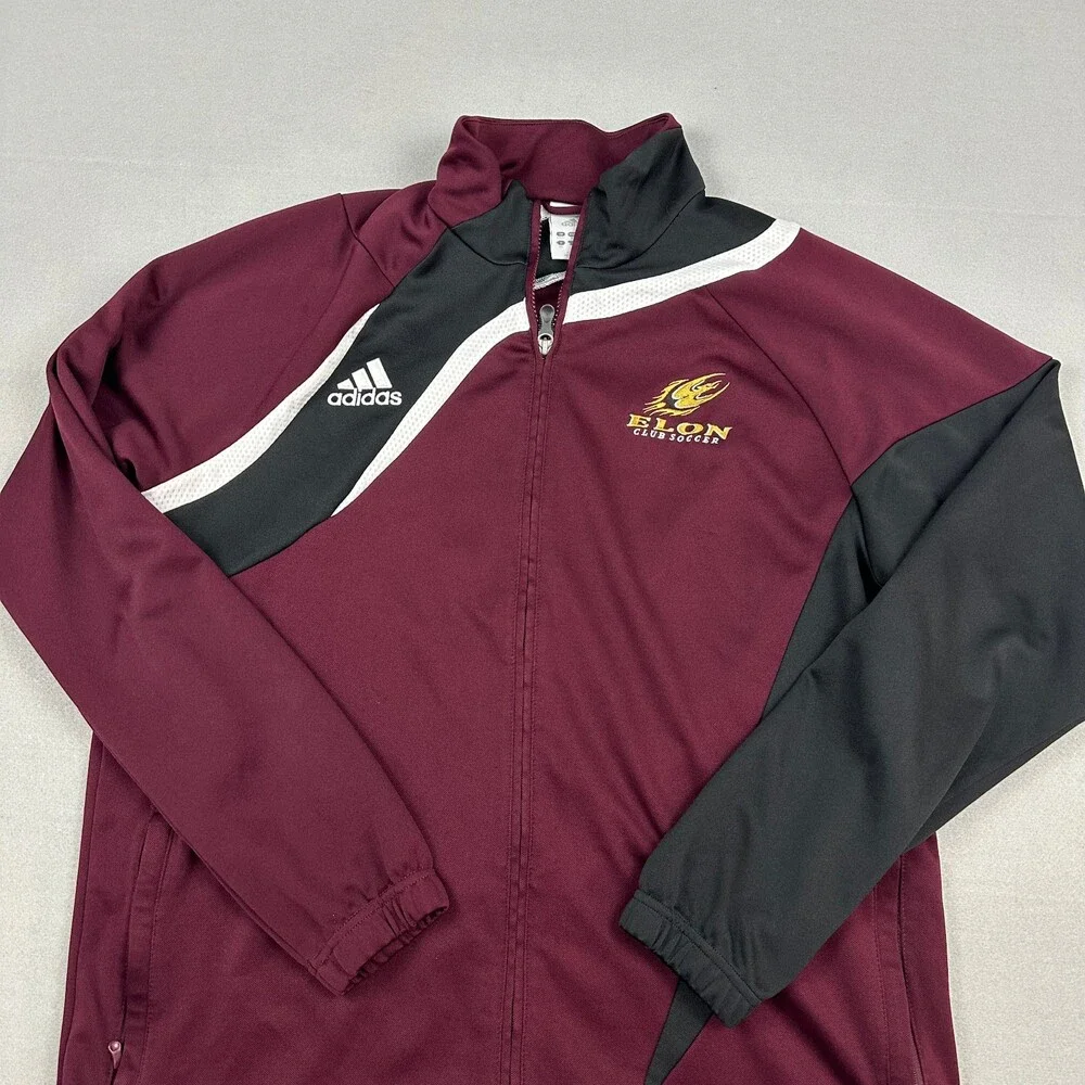 Elon Phoenix Jacket Men Medium Maroon Adidas 1/4 Zip Club Soccer Pullover NCAA M
